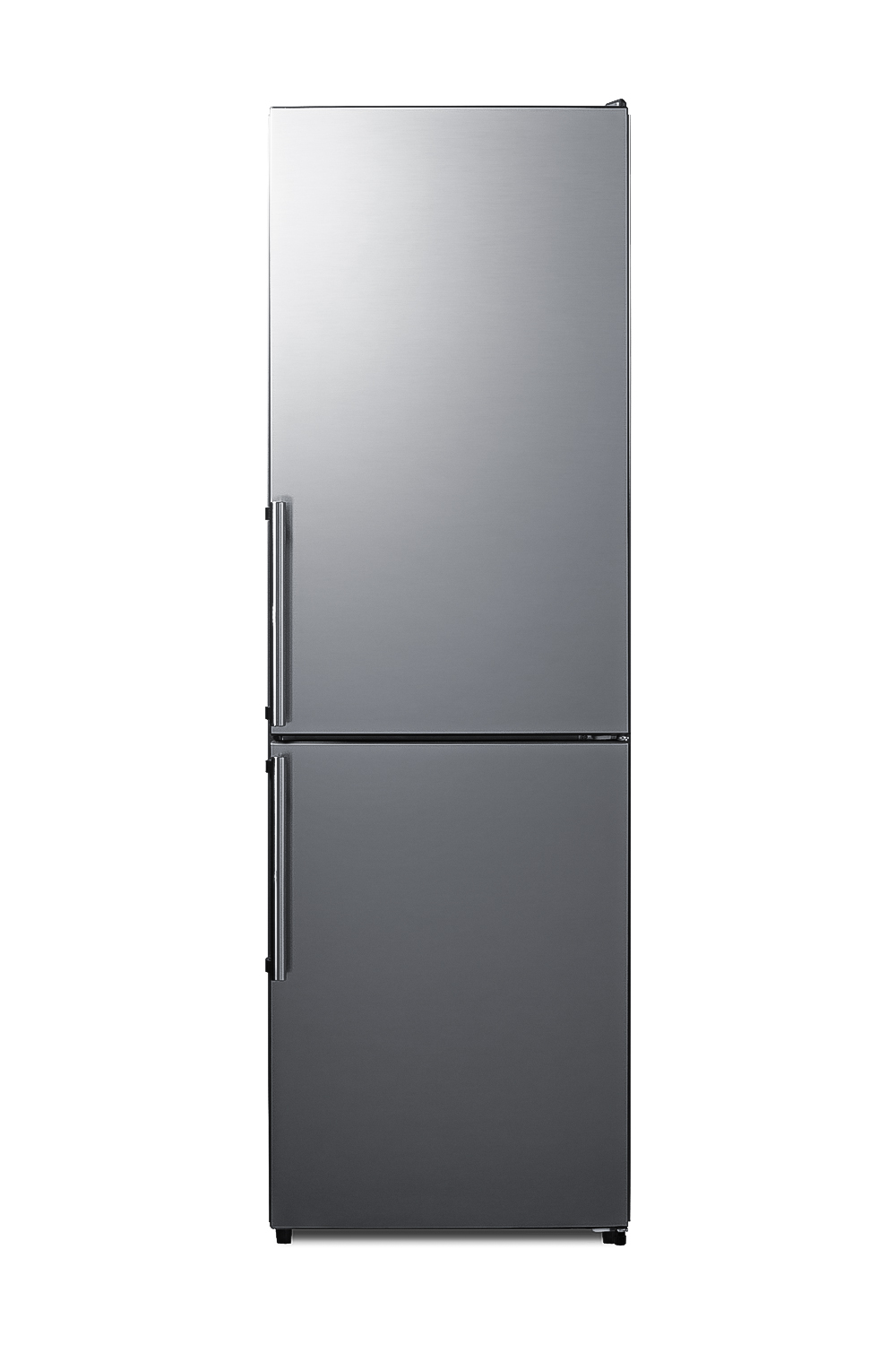 ENERGY STAR certified bottom freezer refrigerator in a stainless steel look with digital controls and a counter depth fit